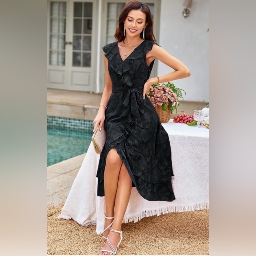 Grace Karin Women Navy Ruffle Lace Sleeveless Evening Formal Party Wedding Dress